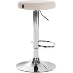 Tabouret de bar en velours Ponte, chromé, crème