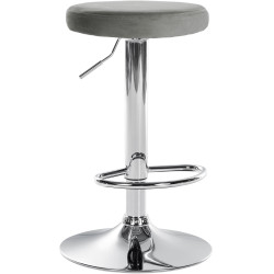 Tabouret de bar en velours Ponte, gris chromé