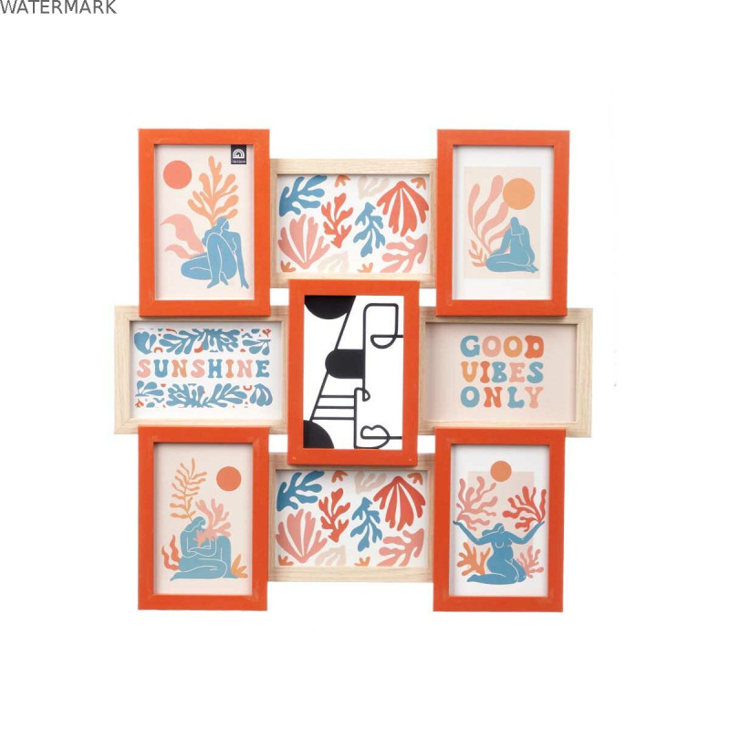 Cadre photo 411408B Multicouleur Métal Bois MDF (6 Unités)