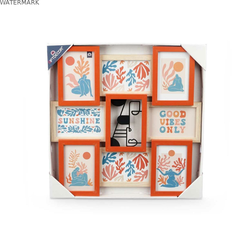 Cadre photo 411408B Multicouleur Métal Bois MDF (6 Unités)
