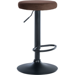 Tabouret de bar en velours Ponte, noir/marron