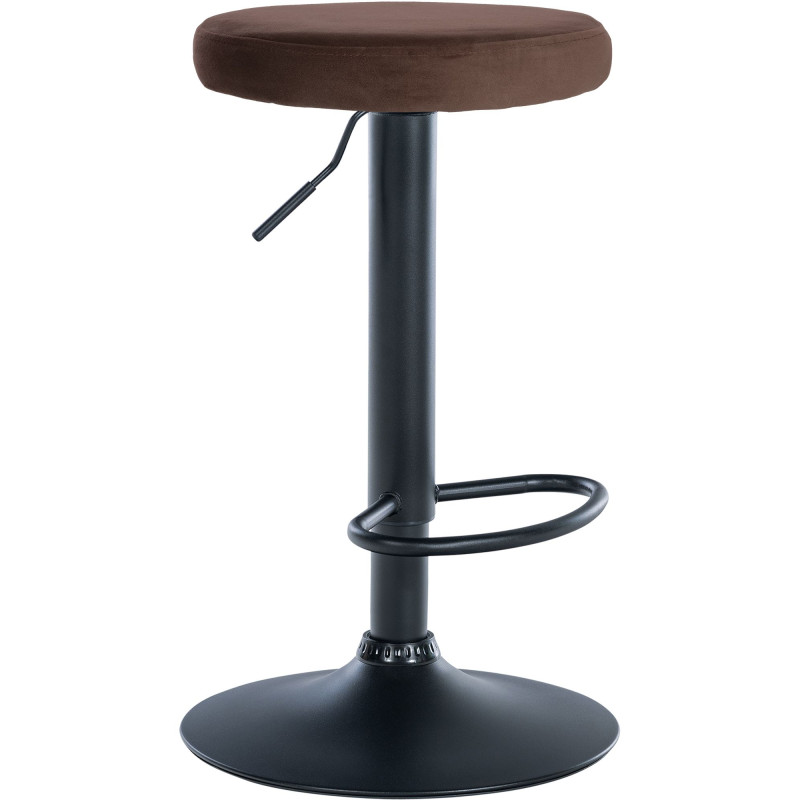 Tabouret de bar en velours Ponte, noir/marron