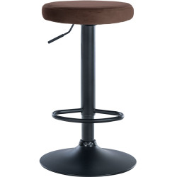 Tabouret de bar en velours Ponte, noir/marron