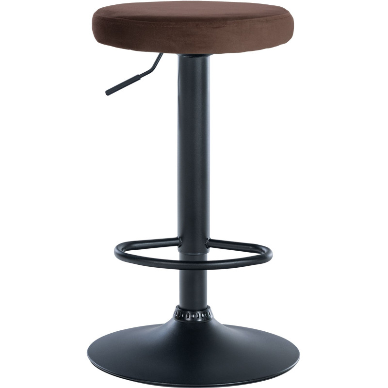 Tabouret de bar en velours Ponte, noir/marron