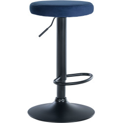Tabouret de bar en velours Ponte, noir et bleu