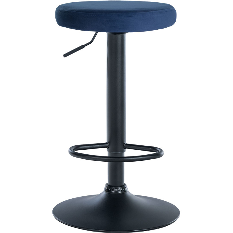 Tabouret de bar en velours Ponte, noir et bleu