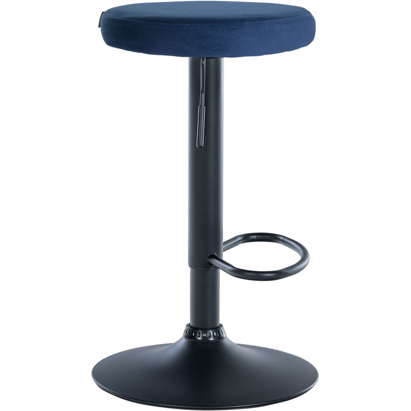Tabouret de bar en velours Ponte, noir et bleu