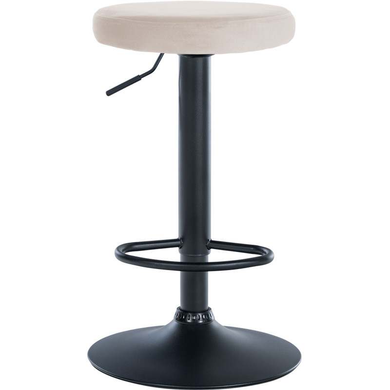 Tabouret de bar en velours Ponte, noir et crème