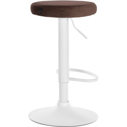Tabouret de bar en velours Ponte, blanc/marron