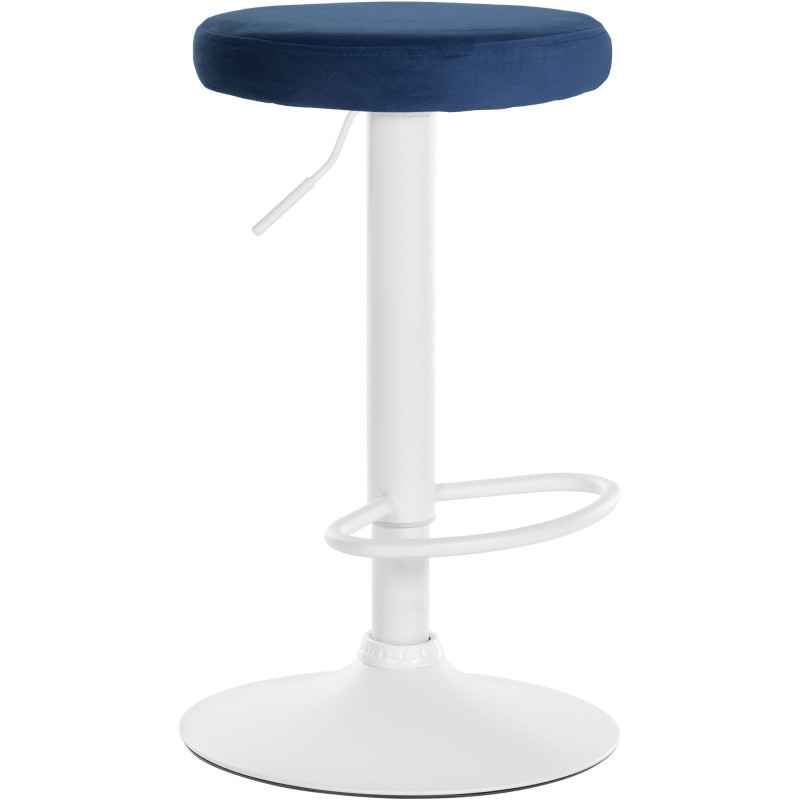 Tabouret de bar en velours Ponte, blanc/bleu