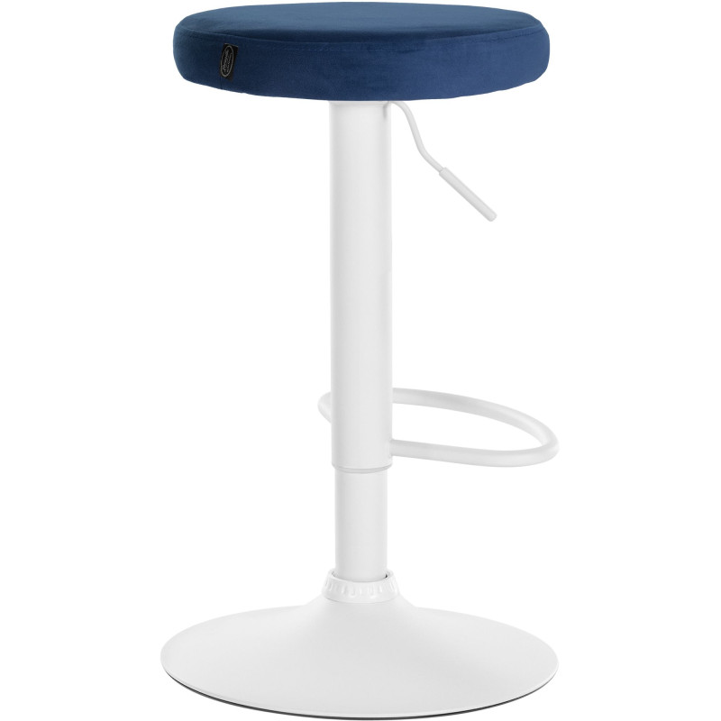 Tabouret de bar en velours Ponte, blanc/bleu