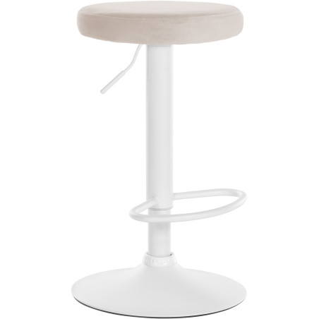 Tabouret de bar en velours Ponte, blanc/crème