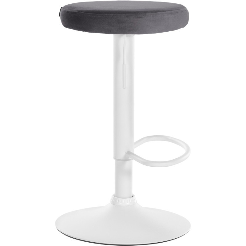 Tabouret de bar en velours Ponte, blanc/gris foncé