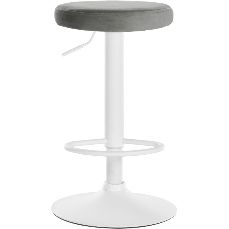 Tabouret de bar en velours Ponte, blanc/gris