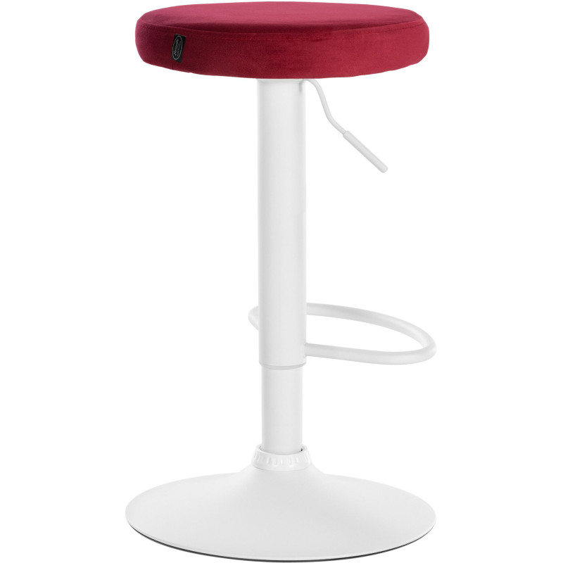 Tabouret de bar en velours Ponte, blanc/rouge