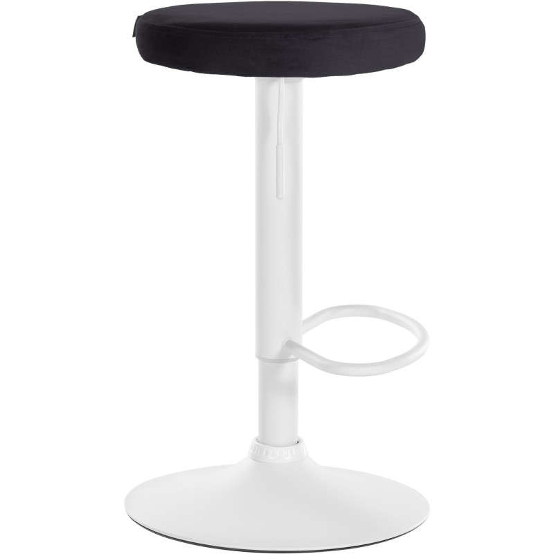Tabouret de bar en velours Ponte, blanc/noir