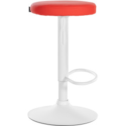 Taburete de bar Ponte, piel sintética, blanco/rojo
