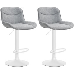 Lot de 2 tabourets de bar Vonore tissu blanc gris