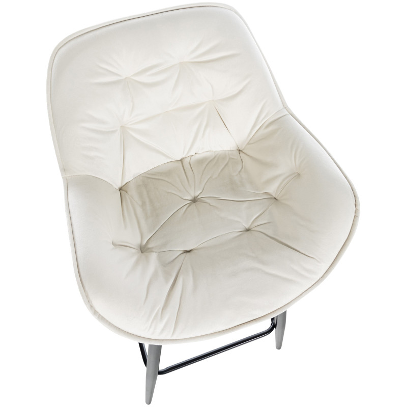 Banqueta de bar Gibson 76 em veludo, cor creme.