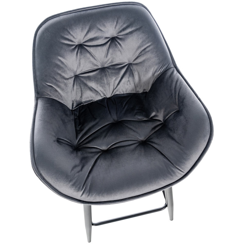 Sgabello da bar Gibson 76, velluto, grigio scuro