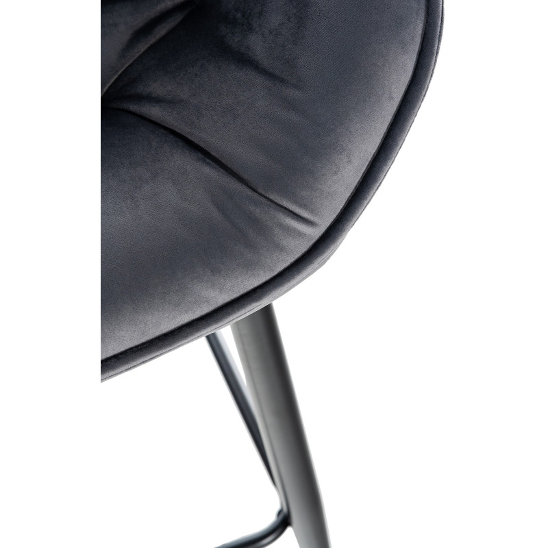 Taburete de bar Gibson 76, terciopelo, gris oscuro