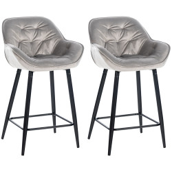 Conjunto de 2 banquetas de bar Gibson em veludo cinza.