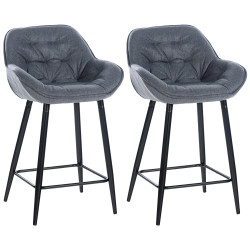 Ensemble de 2 tabourets de bar Gibson, tissu gris