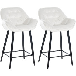 Ensemble de 2 tabourets de bar Gibson 76 en velours blanc crème