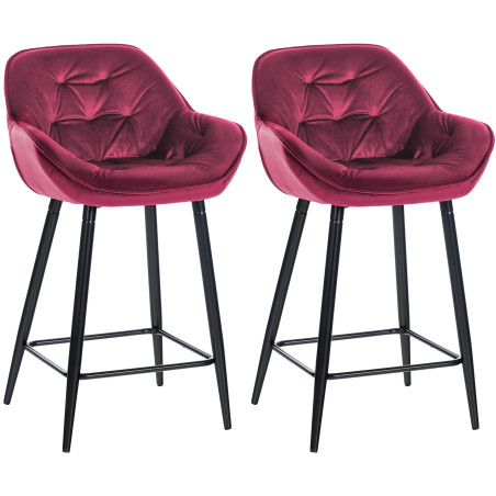 Ensemble de 2 tabourets de bar Gibson 76, en velours violet