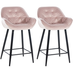 Lot de 2 tabourets de bar Gibson 76 en velours rose