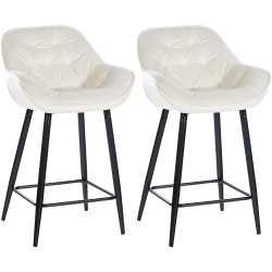 Ensemble de 2 tabourets de bar Gibson 76 en velours crème