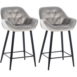 Lot de 2 tabourets de bar Gibson 76, gris velours