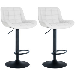 Juego de 2 taburetes de bar Tover, imitación piel, blancos
