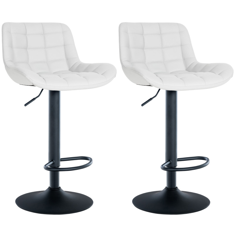 Conjunto de 2 banquetas de bar Tover, em couro sintético, brancas.