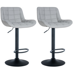 Juego de 2 taburetes de bar Tover, imitación de cuero, gris