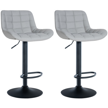 Juego de 2 taburetes de bar Tover, imitación de cuero, gris