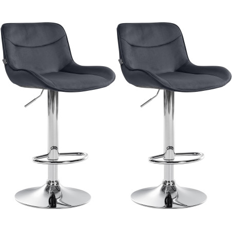 Lot de 2 tabourets de bar Vonore velours chrome noir