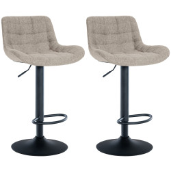 Ensemble de 2 tabourets de bar Tover, tissu taupe