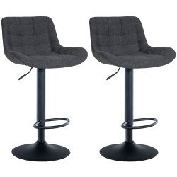 Lot de 2 tabourets de bar Tover, en tissu, noirs