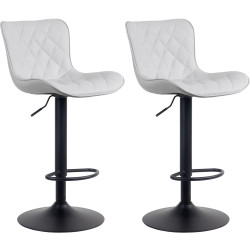 Lot de 2 tabourets de bar Emma, similicuir, blancs