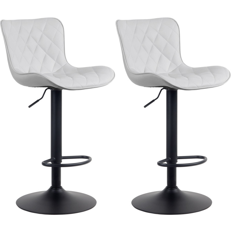Lot de 2 tabourets de bar Emma, similicuir, blancs