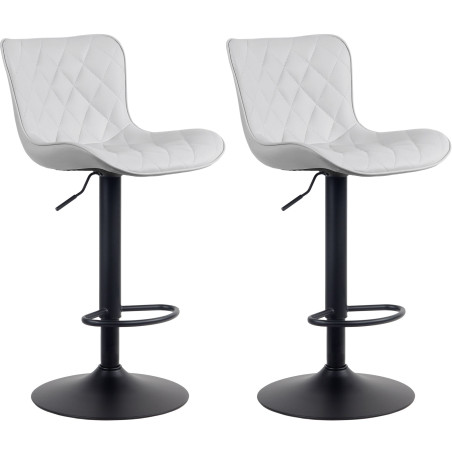 Lot de 2 tabourets de bar Emma, similicuir, blancs