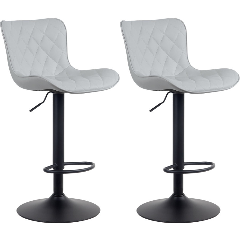Juego de 2 taburetes de bar Emma, de piel sintética, color gris