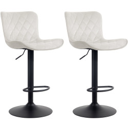 Lot de 2 tabourets de bar Emma en velours crème