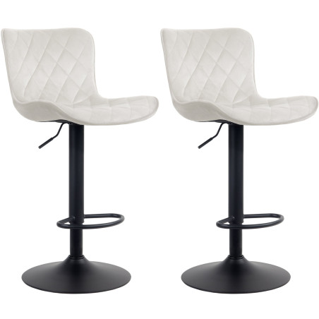 Set di 2 sgabelli da bar Emma in velluto, crema