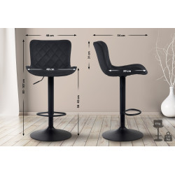 Lot de 2 tabourets de bar Emma en velours noir