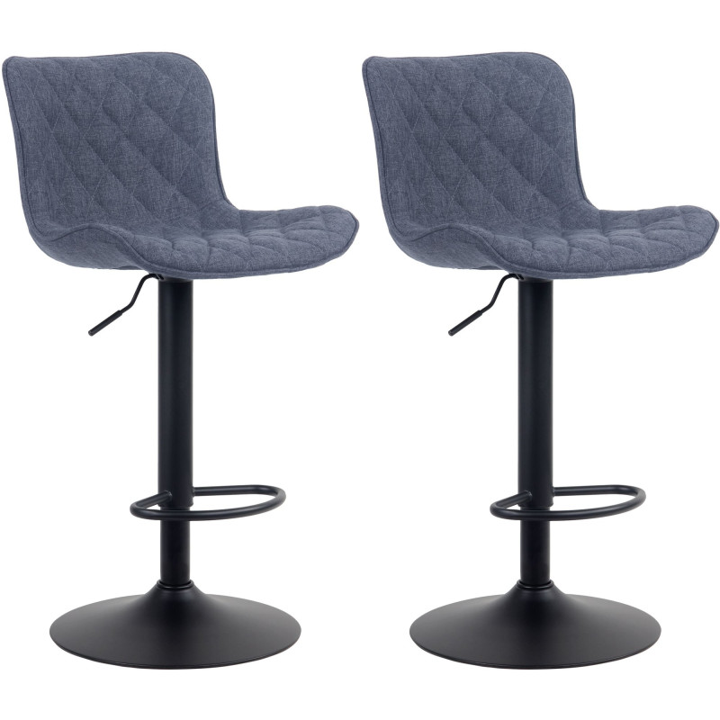 Lot de 2 tabourets de bar Emma, en tissu, bleus