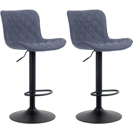 Lot de 2 tabourets de bar Emma, en tissu, bleus