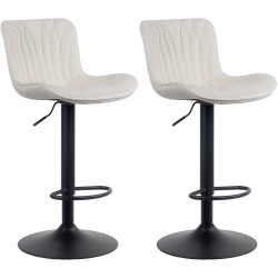 Set di 2 sgabelli da bar in velluto Linus, crema
