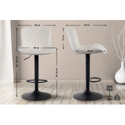 Juego de 2 taburetes de bar Linus de terciopelo, color crema